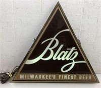 * Vtg Blatz beer triangle 2 sided lighted display