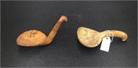 2 Early American Burl Kitchen Scoops
