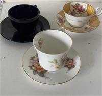Decorative tea cups and saucers