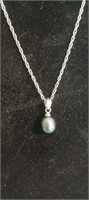 Sterling Silver Chain w 18kt HGE Pearl Pendant