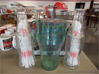Coca-Cola Glass Straw Dispensers & Plastic Pitcher