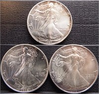 (3) American Eagle Silver Dollars - Coins