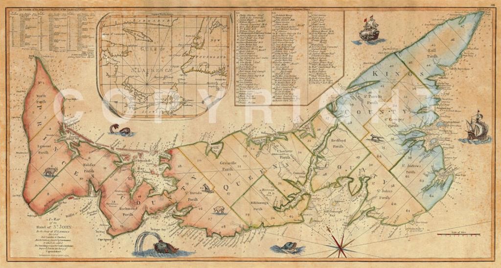 1775 Printed map of Island of St. John (PEI)
