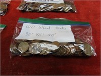 (100)1930's 40's 50's Lincoln Cents. US coins.