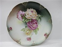 Vtg 12.75" Hand Painted Floral Porcelain Platter
