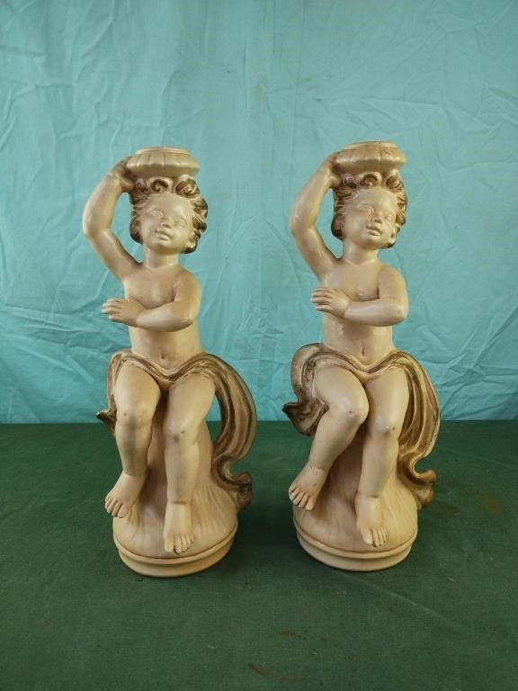 Vintage cherub set of 2 statues