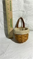 Small round longaberger basket with leather strap