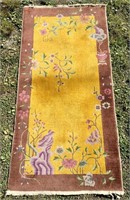 Chinese rug - Brown and gold - 3' x 6' (one corner