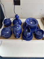 2 flats of blue fiesta ware