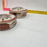 Vintage Satsuma Japan Round Lidded Trinket Box (2)