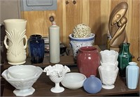 (7) Milk glass bowls/vases & (12+) other Vases