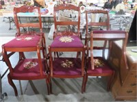 6 WALNUT CARVED NEEDLE POINT CHAIRS