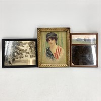 Tray- Vintage Photo, Lady America, Framed Mirror