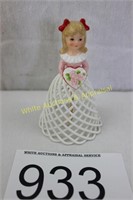 Porcelain Girl Bell w/Weaved Dress for Bell