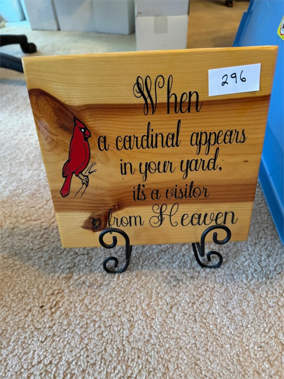 WOOD CARDINAL SIGN 9 1/2" X 9 1/2"