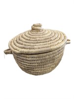 Vintage African Woven Grass Coil Basket w/Lid