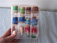Embroidry Thread on Old Wooden Spools in Case