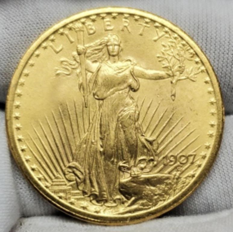 1907 $20 Gold St. Gaudens Double Eagle