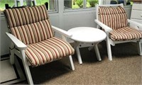 2 patio chairs and end stand