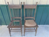 2-Antique Double Press Back Chairs