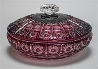 Bohemian Hand Cut Burgundy Crystal Bowl