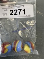 BAG OF 3 MARBLES--RED/ YELLOW/ LT. BLUE