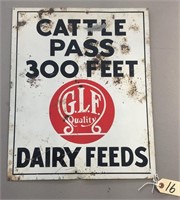 "GLF QUALITY DAIRY FEEDS" METAL SIGN