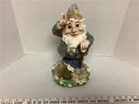 gnome with shovel yard ornament