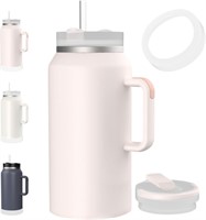 64oz Tumbler with Handle and Straw Half Gallon