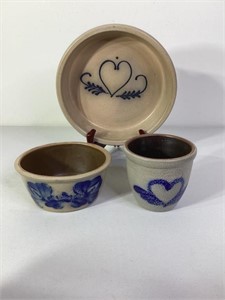 Hand Thrown Pottery Blue Decorated