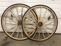 Pair of New Buggy Wheels Wooden w/ Rubber