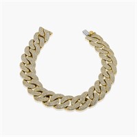 14K YELLOW GOLD CUBAN BRACELET 10.00CT DIAMOND BRA