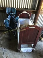 Eddie Bauer wood cradle & folding chair