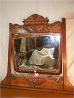 Carved Oak Victorian Mirror