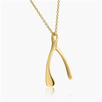 14K YELLOW GOLD WISHBONE PENANT