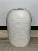 21" Large White Textured Modern Pot Vase Vessel