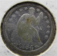 1854-O with Arrows Liberty Seated Silver Dime.