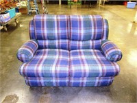 Plaid Double Reclining Rocking Love Seat