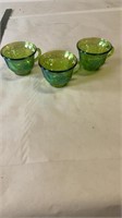 3pcs Lime Indiana Carnival Glass cups