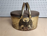 Vtg Tri-Chem Eagle Oval Tin Carrier