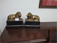 Pair of ornate Borghese lion bookends 7"W, 7"T.