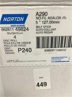 4 DISC ROLL NORTON NO-FIL ADALOX 240 GRIT 5"