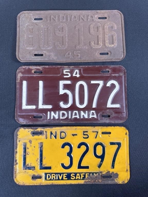 Indiana License Plates (3) 1945 1954 1957