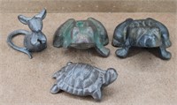 Cast Iron Frogs, Mouse, & Turtle