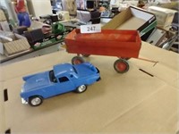 Orange Toy Wagon & Tootsie Toy Car