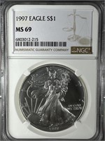 1997 Silver Eagle NGC MS69