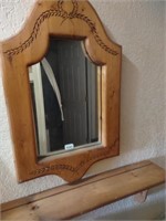 Pine Frame Mirror & Plate Shelf