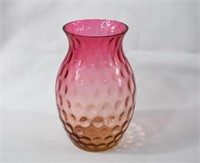 1890 Glass Inverted Thumb Print Amberina Vase