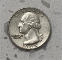 1964 D silver quarter