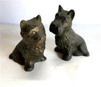 Pair Heavy Bronze Scotty Dogs 4"T